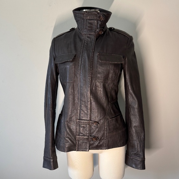 Danier Dark Brown Leather Jacket - Picture 1 of 11
